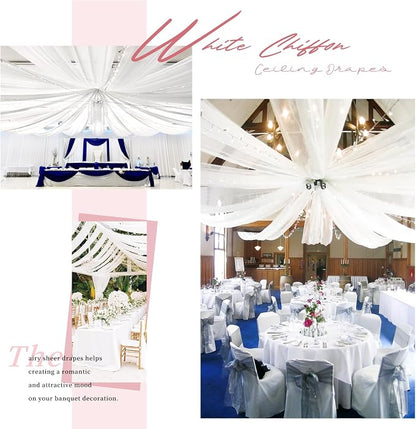 8 Panels White Ceiling Drapes for Wedding Ceiling Drapes 5ftx20ft Wedding Arch - Image 8
