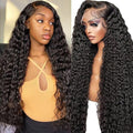 SOSATISFY 13x6 Deep Wave Lace Front Wigs Human Hair 200% Density Deep Wave Frontal Wigs HD Lace Curly Wigs for Black Women Pre Plucked with Baby Hair Curly Lace Front Wig Human Hair 20 Inch