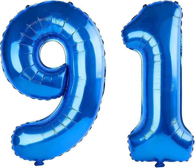 40 Inch Number 91 Balloons for 91st Birthday Party Decorations, 0-100 Dark Blue by FOBELEC
