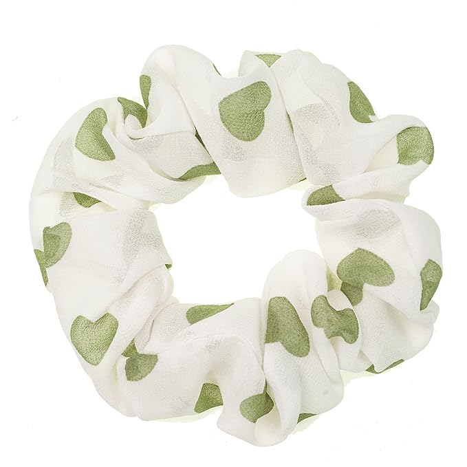 LOOKSEVEN Scrunchies for Hair Women, 5PCS Bandana Scrunchy Hair Ties, Heart Shape