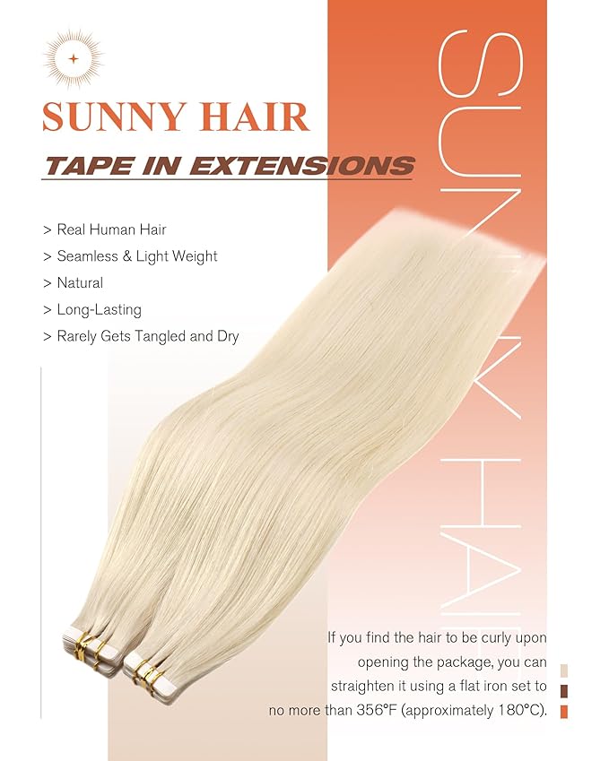 Sunny Hair Blonde Tape in Hair Extensions Human Hair, 28 inch Long Tape in Extensions Remy Tape ins Human Hair Extensions for Women 50g 20Pcs