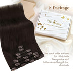 Ve Sunny Human Hair Clip in Extensions Dark Brown Real Hair Extensions Clip in Human Hair Straight Remy Hair Extensions Clip ins Daily Use 16Inch 120g