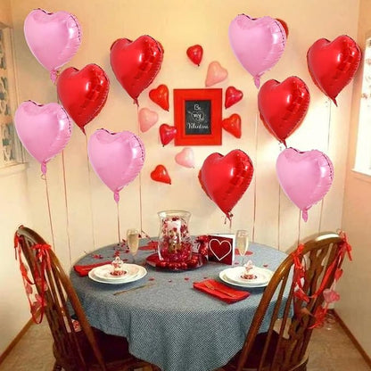 TONIFUL 30 Pcs Red Pink Heart Balloons 18 Inch Heart Shape Foil Balloon | - Image 5