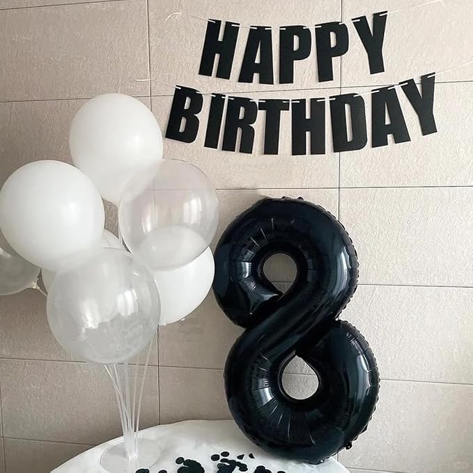 40 inch Black 8 Number Balloon Giant Foil Helium Balloons Black Large Digital - Image 3