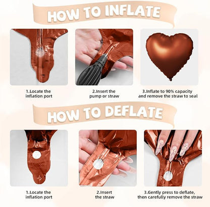 Cream Brown Beige Heart Balloons, Coffee Apricot Helium Balloon - Image 3