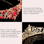 Didder Gold Tiaras for Women, Red Rhinestones Tiaras and Crowns for Women Elegant Princess Crown with Combs Tiaras for Girls Wedding Crowns for Brides Women's Headbands Prom Birthday Party