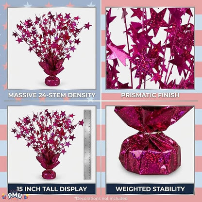 PMU Bursting Star Metallic Foil Spray Centerpiece- Burgundy Prismatic Balloon - Image 4