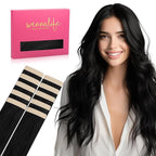 WENNALIFE Tape in Hair Extensions Human Hair Jet Black Tape in Extensions, 10pcs 20g 12 inch Remy Invisible Tape Ins Straight Colored Soft Real Human Hair Tape in Extensions Refill Set Extensions