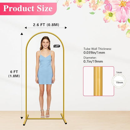 6 FT Metal Arch Backdrop Stand, Party Balloon Arch Stand | Dustproof caps - Image 3