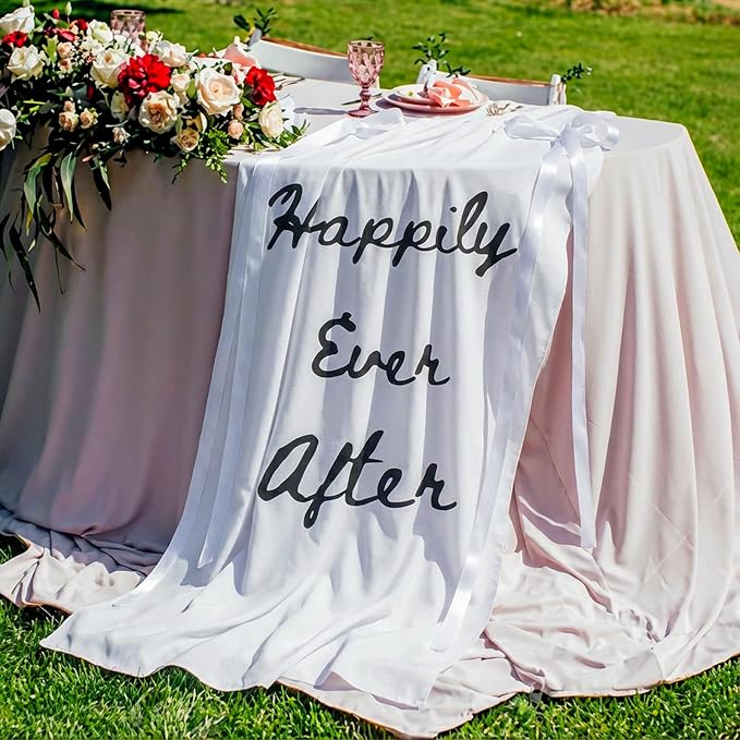 Yousoontic Happily Ever After Linen Rustic Wedding Welcome Banner Plain - Image 4