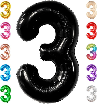KatchOn Black Number 3 Balloon 40 Inch, 3rd Birthday Decorations by KatchOn