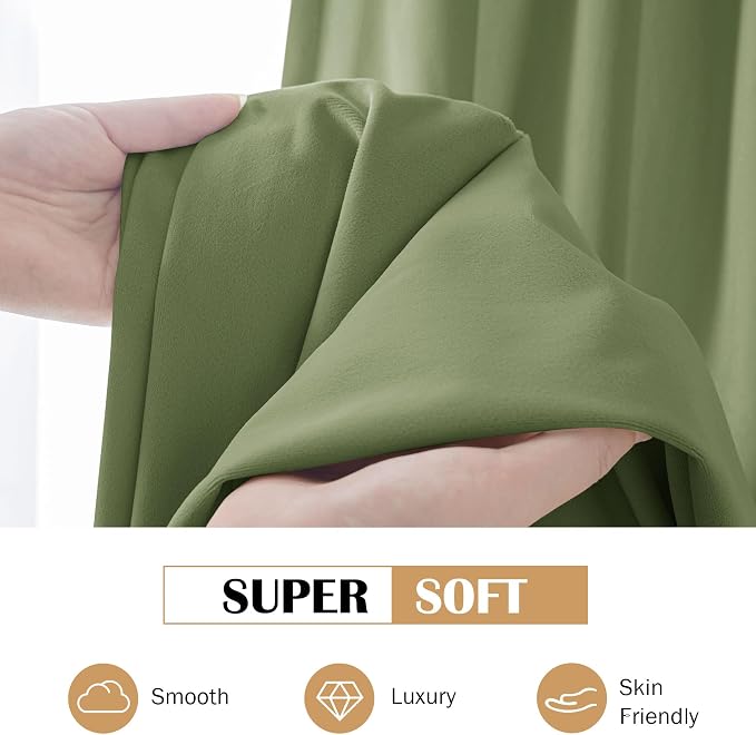 Beauoop Sage Green Velvet Curtains - Image 7