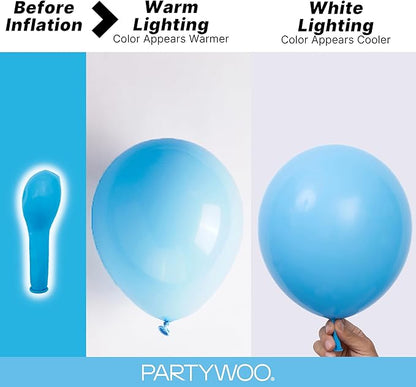 PartyWoo Light Blue Balloons 152pcs Baby Pastel Blue Color Different Sizes | 18 - Image 3