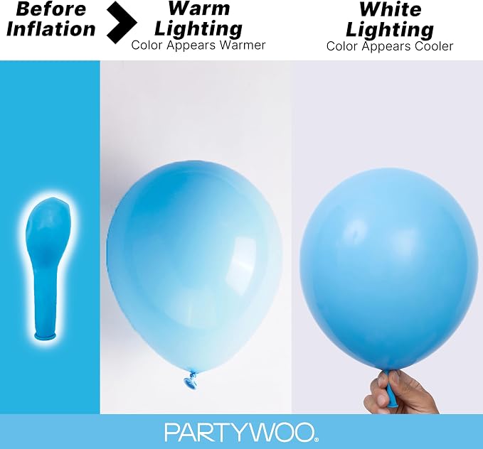 PartyWoo Light Blue Balloons 123pcs Baby Pastel Blue Color 5 Inch | 18 12 10 5 - Image 3