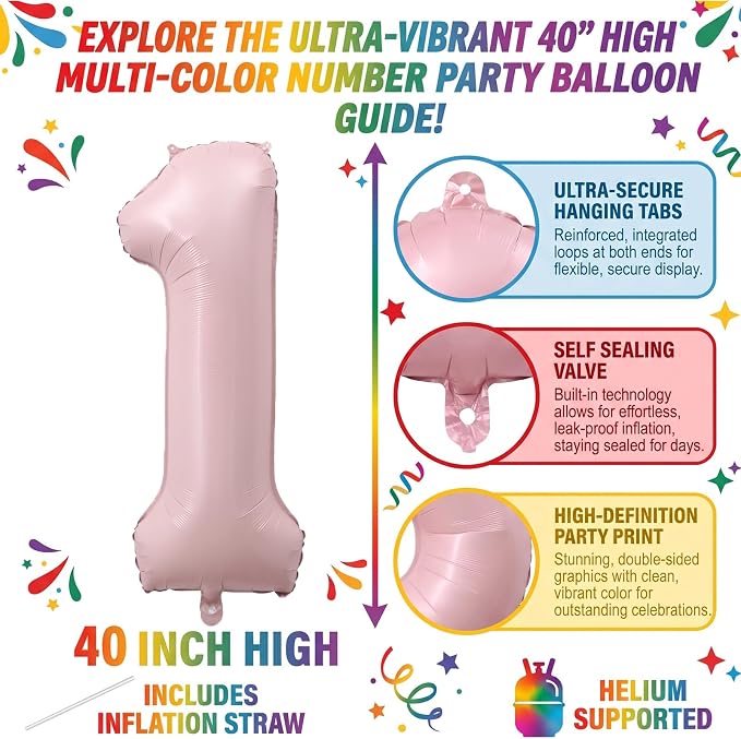 40" Light Pink Foil Number 10 Balloon - Image 2