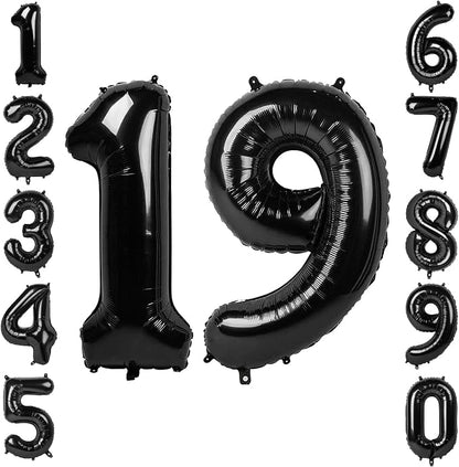Black Number 19 Balloon 40 Inch, Foil Numeral by Unknown