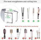 Curling Iron Holder Wall Mount, Hair Straightener Holder with Power Plug Stand, Stainless Steel Hair Tool Organizer for Flat Iron and Hot Tools, Silver
