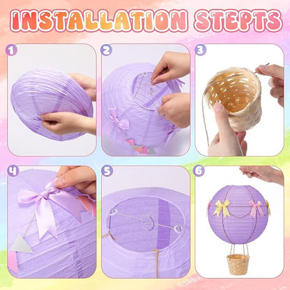 Lewtemi 12 Sets Hanging Hot Air Balloon Ceiling Decorations 10'' 12'' Baby - Image 4