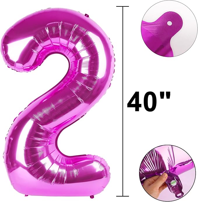 40 Inch Rose Purple Number 25 Balloons Foil Digital Helium Number Balloons - Image 4