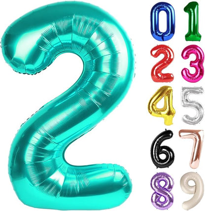 2 Balloon - Teal Birthday Number Balloons, 40 Inch Decorations Men Women | Teal by ALPHADELTAPI