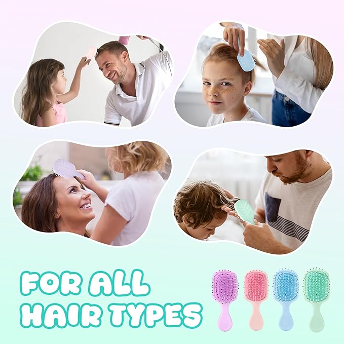 Mini Hair Bursh for Women Men and Kids, Protable Travel Size Hair Brush for Pockets Purses, Mini Detangler Brushes for All Hair Types, Small Paddle Brush for Detangling(Green)