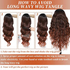 Synthetic 13x4 HD Lace Front Wigs Pre Plucked 26 Inch Long Wavy Ombre Burgundy with Black 100% Futura Premium Lace Wigs For Black Women Ready to Wear Daily Party Use