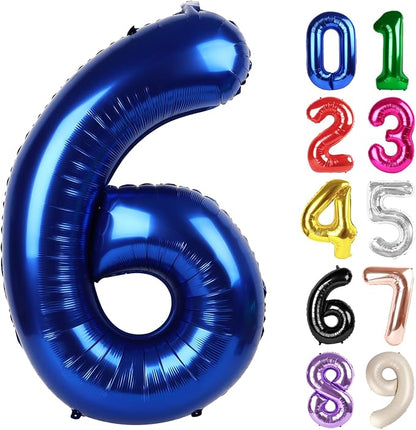 6 Balloon - Night Blue Birthday Number Balloons, 40 Inch Party Decorations | by ALPHADELTAPI