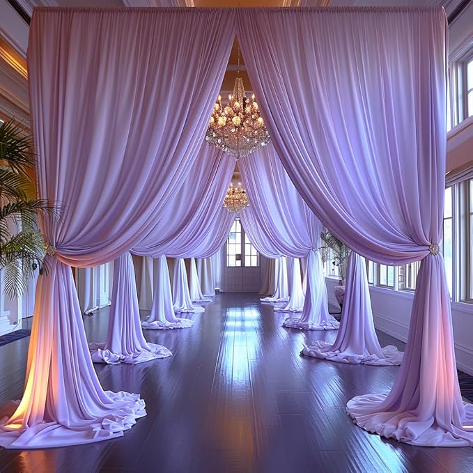 20x10ft Wrinkle Free Lavender Backdrop Curtain - Image 8