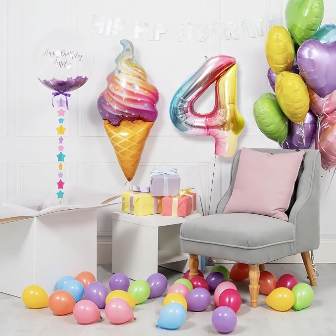 40 Inch Giant Rainbow Number 4 Balloons, Birthday Balloons, Helium Mylar Foil - Image 7