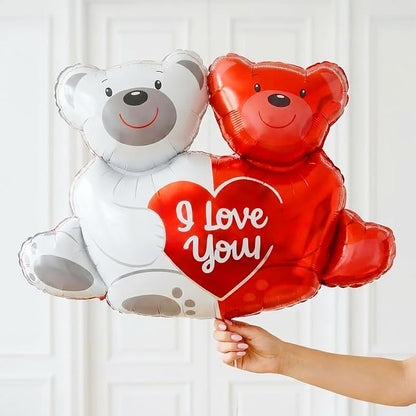 I Love You Balloons red silver balloon heart Little Bear mylar balloons red - Image 5