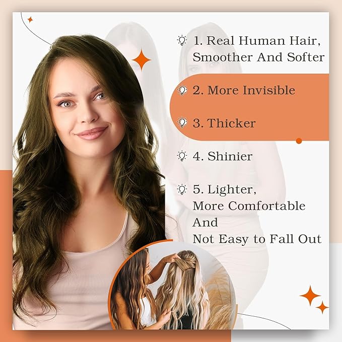 Full Shine Remy Human Tape in Hair Extensions Color 3 Brown Tape Hair Extensions Real Human Hair Tape in 24Inch Long Straight Skin Weft 100G 40Pcs Brazilian Extension for Party