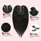 YAMI Hair Toppers for Women with Thinning hair 100% Real Human Hair Toppers 40g Human Hair Toppers for Women Clip In Hair Topper Swiss Base 12inch Medium Brown with Highlight