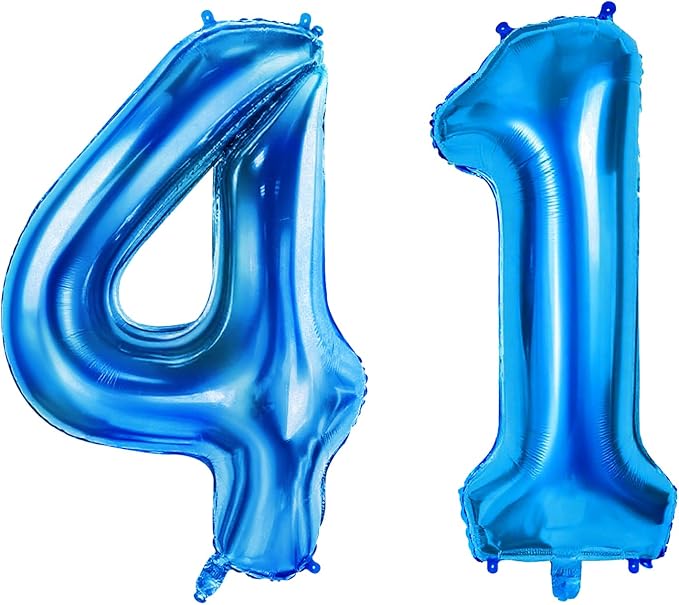 Number 41 Balloons for 41st Birthday Party Decorations, 0-100 Large No.41 by Joycard