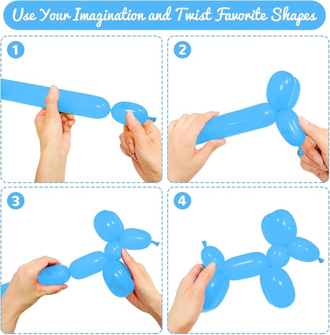 100Pcs Light Blue 260 Balloons, Long Balloon - Image 4