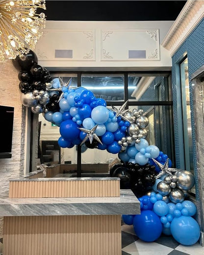 Blue and Black Balloon Arch Kit, Different Size Balloons - Image 4