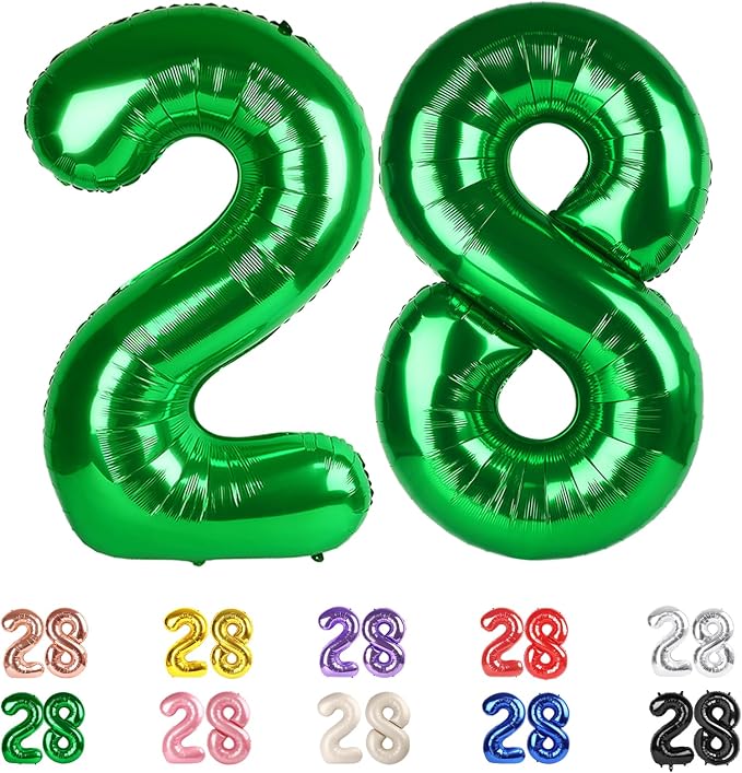 Number 28 Balloon 40Inch for 28 Year Old Birthday Decorations, Dark Green | by Mluchee