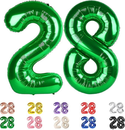 Number 28 Balloon 40Inch for 28 Year Old Birthday Decorations, Dark Green | by Mluchee