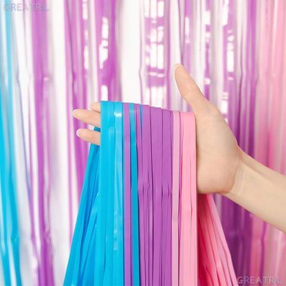 Blue Purple Pink Tinsel Backdrop - Image 2