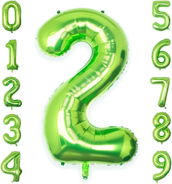 40 Inch Green Number 2 Balloon Lime Big Large Helium Number 0-9 | Giant Digital by SULALABOO
