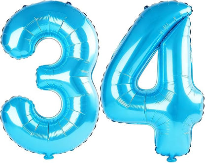 40 Inch Number 34 Balloons for 34th Birthday Party Decorations, 0-100 Jewelry by FOBELEC