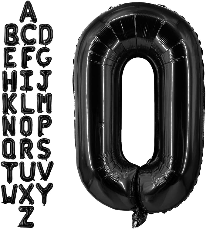 40 Inch Black Letter O Balloons, DIY Phrase Foil Alphabet Letter O Balloons DIY by LHOAVWE