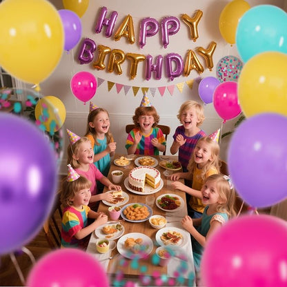 68Pcs Pink Purple Blue Balloon 12 Inch Confetti Balloons Yellow Teal Balloon - Image 7