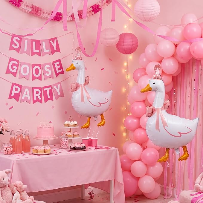 Soulchen 6 Pcs One Silly Goose Balloons Set 33" Giant White Goose Foil Balloons - Image 3
