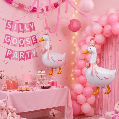 Soulchen 12 Pcs One Silly Goose Balloons Set 33" Giant White Goose Foil Balloons - Image 3