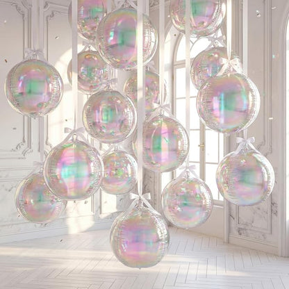 18 Set 22 Inch Iridescent 4D Giant Round Foil Balloon Bulk Metallic Giant Foil by Charnoel