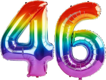 40 Inch Number 46 Balloons for 46th Birthday Party Decorations, 0-100 Rainbow by FOBELEC