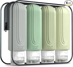 Travel Bottles for Toiletries, Large 6oz Oversize Containers, BPA Free Leak Proof Tubs Refillable Liquid Traveler Accessories with Toiletry Bag for Cometic Shampoo and Lotion Soap (4 Pack)