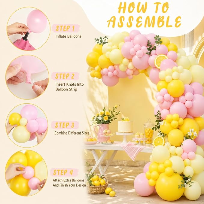 Pink and Yellow Balloon Arch Kit - Image 3
