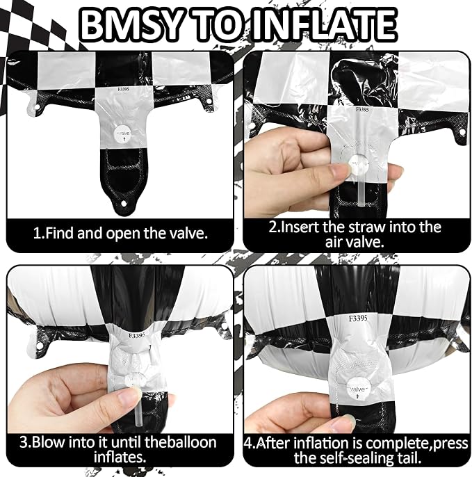 Race Car Balloons 10 pcs Tire Wheel Balloons Chequered Flag Balloons Helmet - Image 3