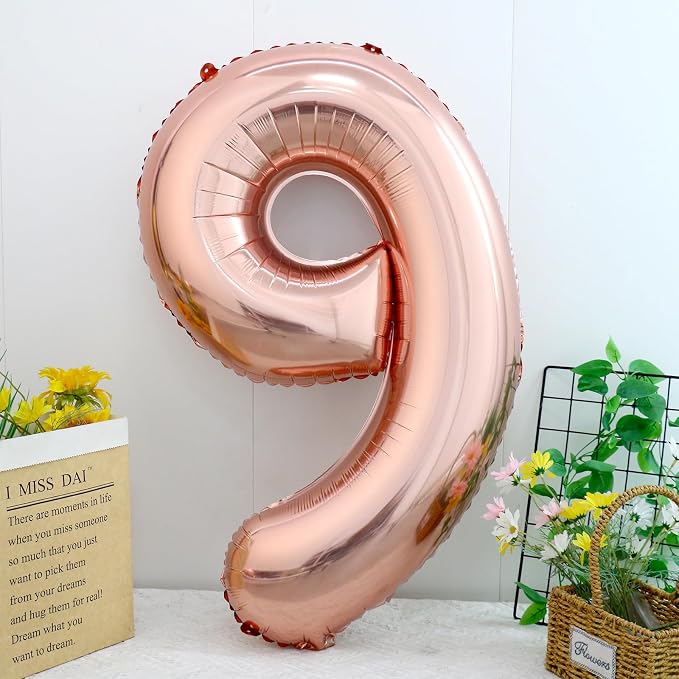 40 Inch Rose Gold Number 9 Balloon, Giant Number Balloons, Birthday Decor | - Image 2